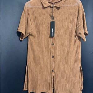 Fashion Nova Brown Button Down Shirt